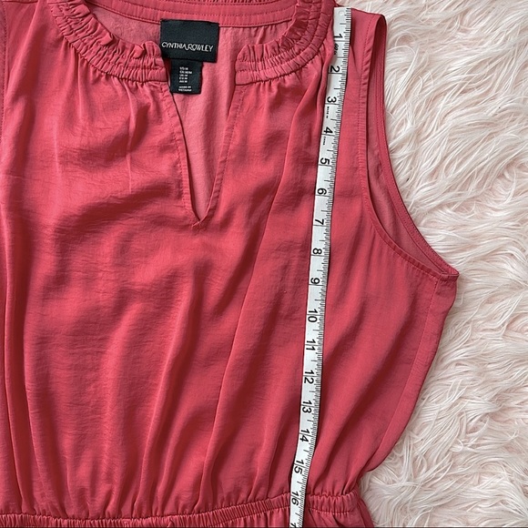 CYNTHIA ROWLEY Maxi Dress Sleeveless Ruffle V-Neck Collar Adjustable Waist - MED - Picture 12 of 13